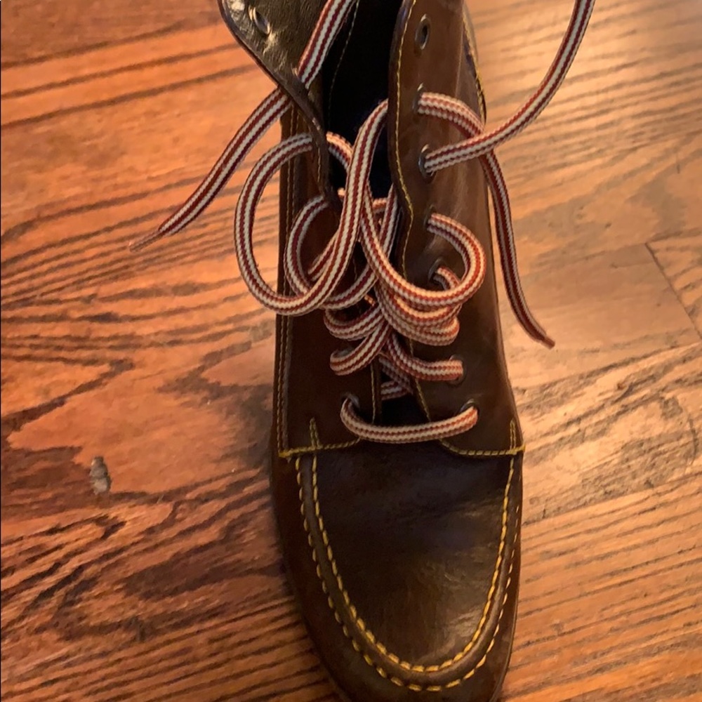 Brown miu miu heller boots